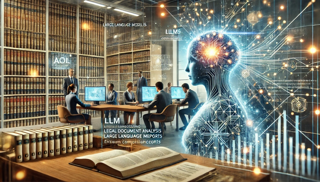 DALL·E 2024-08-26 13.45.49 - An image representing the transformation of legal document analysis in finance through the power of large language models (LLMs). The scene features a