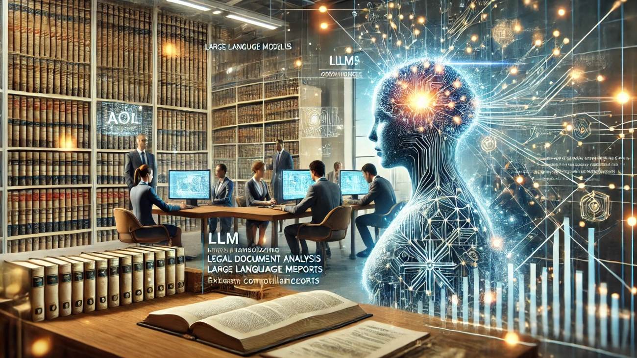 DALL·E 2024-08-26 13.45.49 - An image representing the transformation of legal document analysis in finance through the power of large language models (LLMs). The scene features a